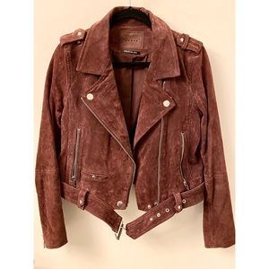 Blanknyc Burgundy Suede Moto Jacket